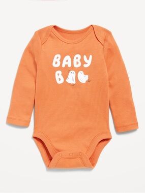 Old Navy Baby tBodysuit Onesie in Orange with Ghost Print